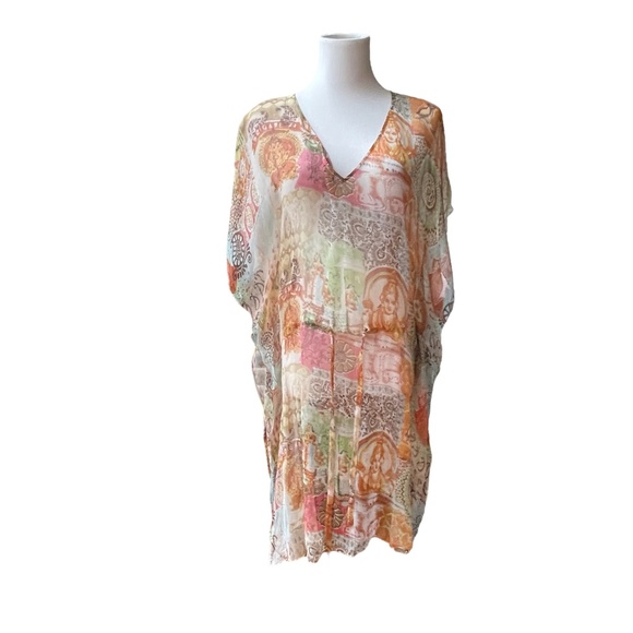 Les Filos Pure Silk Kimono Cover Up OS Fits Most - Picture 1 of 6